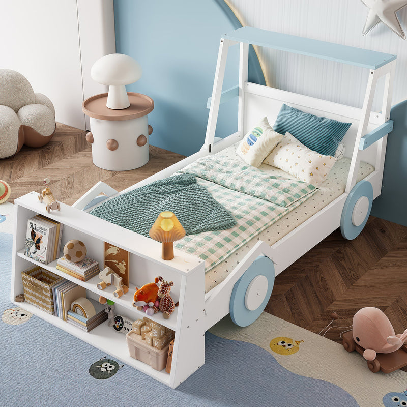 Twin Size Car Bed with Storage Shelves by HouseOfZazla