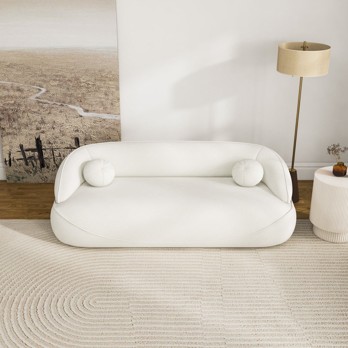 Boucle Sofa with Stain-Resistant Upholstery - Beige, photo 6 of 11