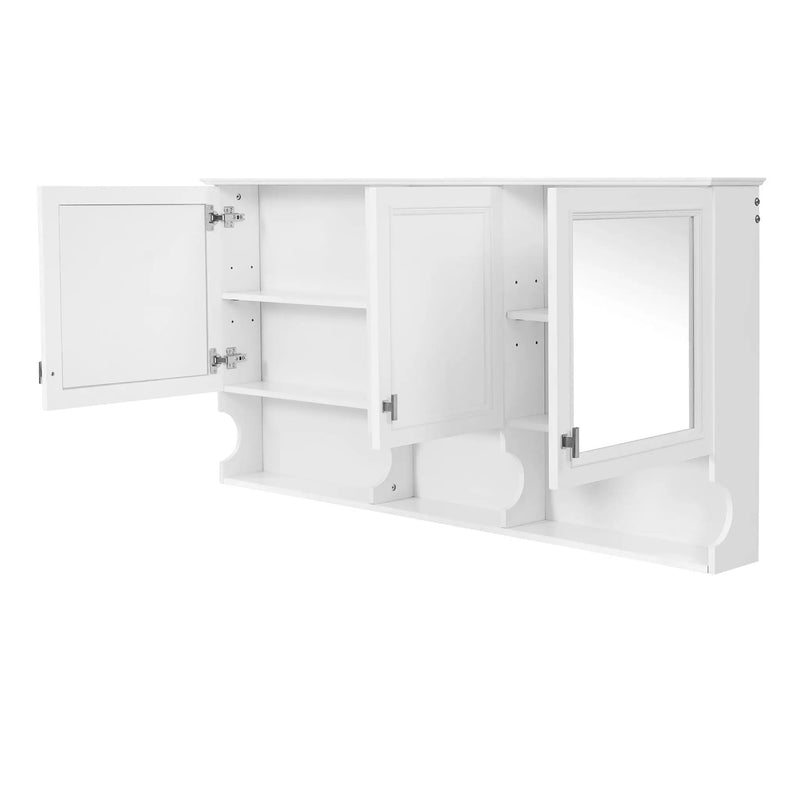 Wall-Mounted Mirror Medicine Cabinet with Adjustable Shelves and Open Storage by HouseOfZazla