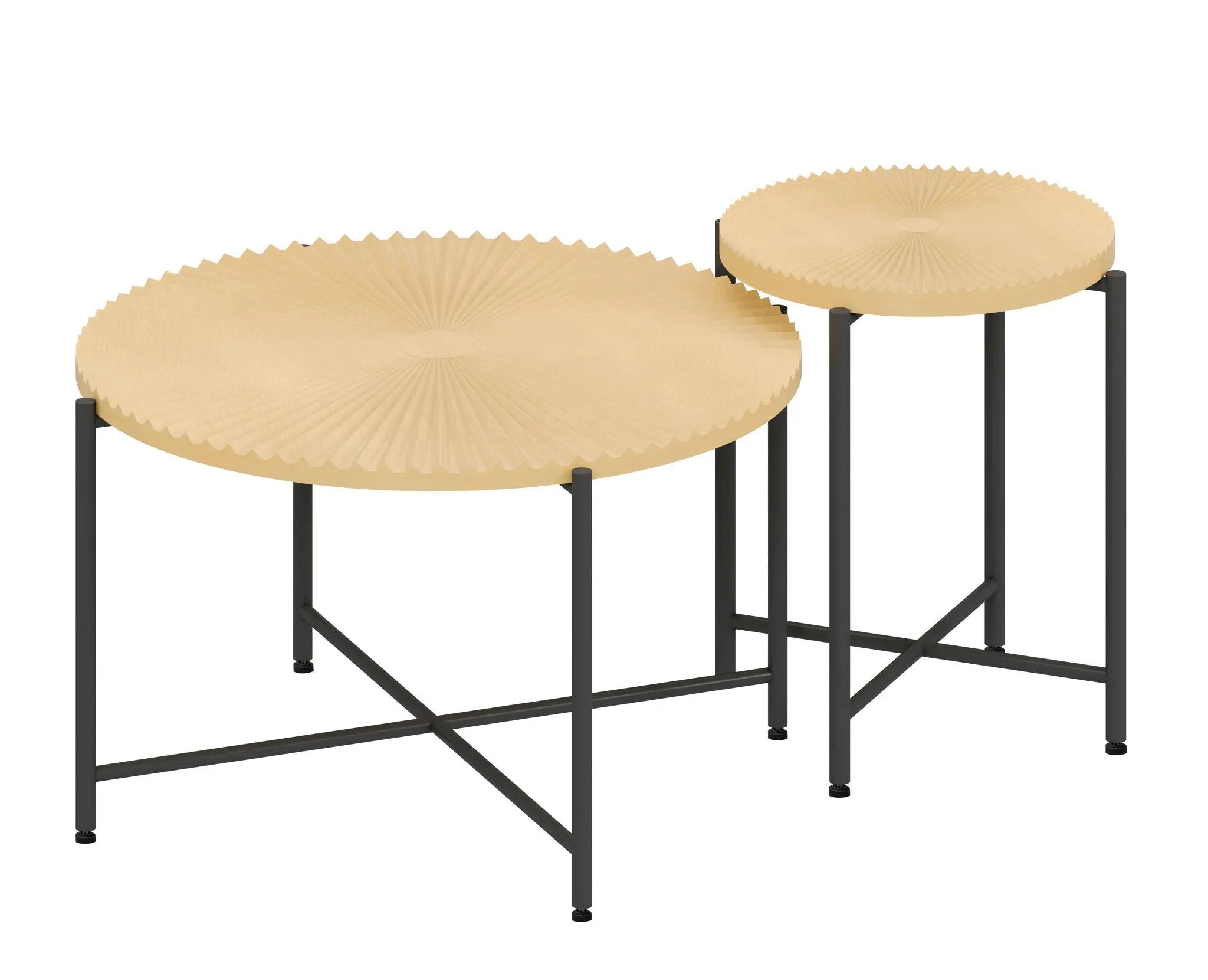 Radial - Pattern Coffee And End Table Set Waterproof Cover, Distressed Cylindrical Design (Set of 2) by HouseOfZazla