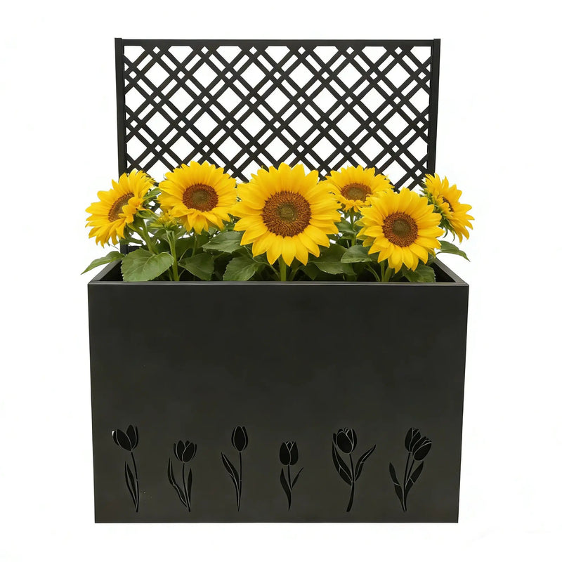 Tall Metal Planter with Trellis by HouseOfZazla