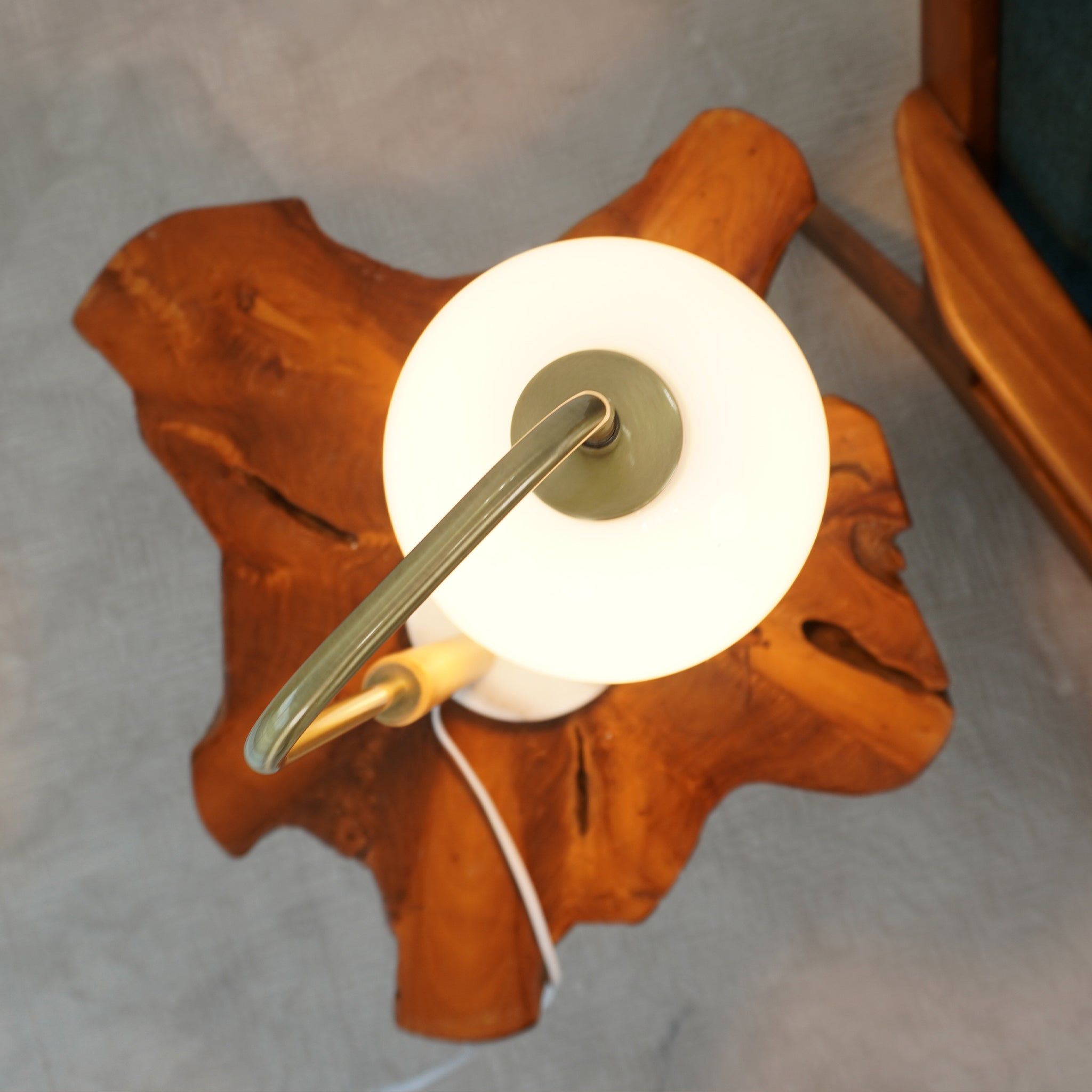 Bedside Table Lamp With Globe Lampshade - White by HouseOfZazla