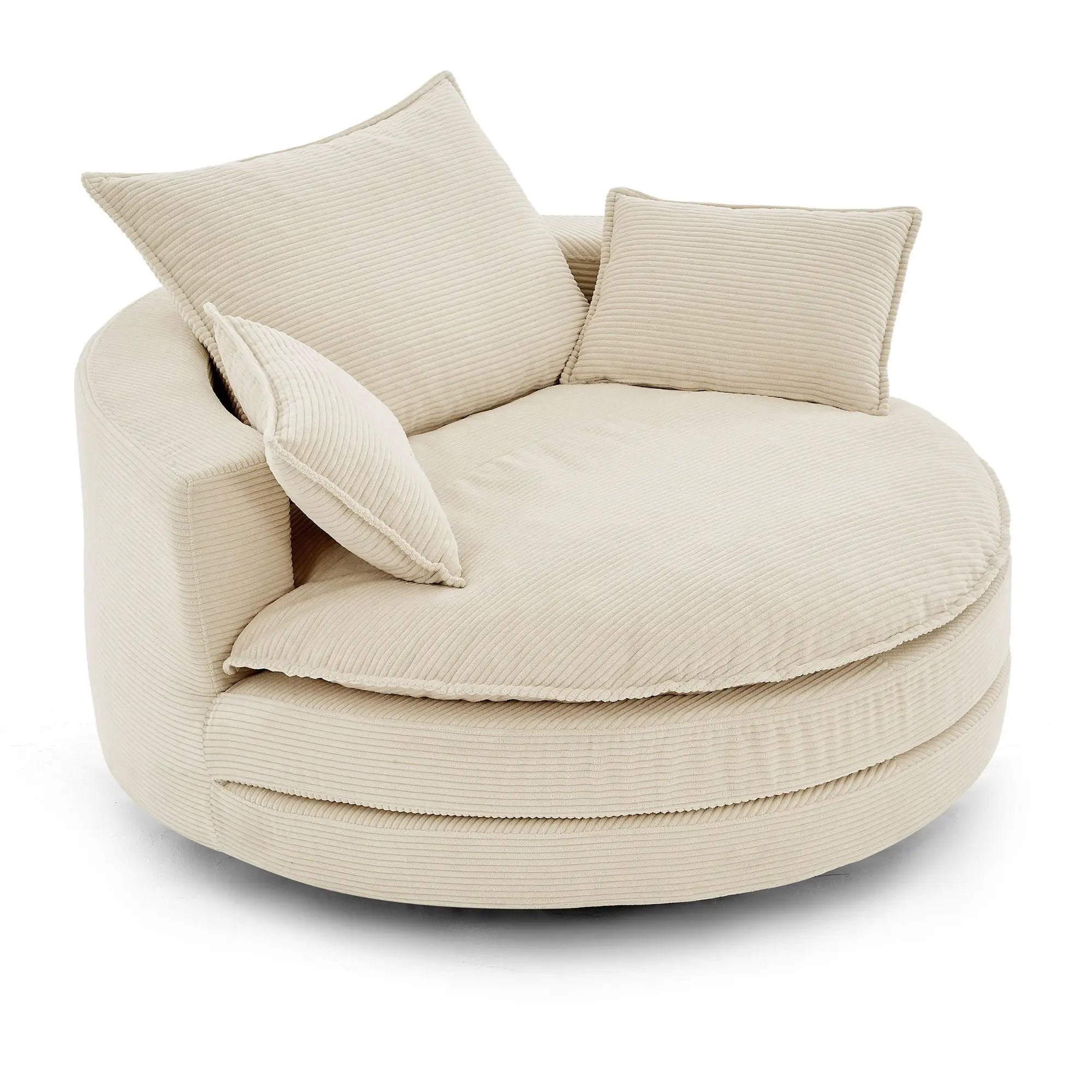 360° Swivel Accent Barrel Chair With Dual Layer Cushion And 3 Removable Pillows by HouseOfZazla
