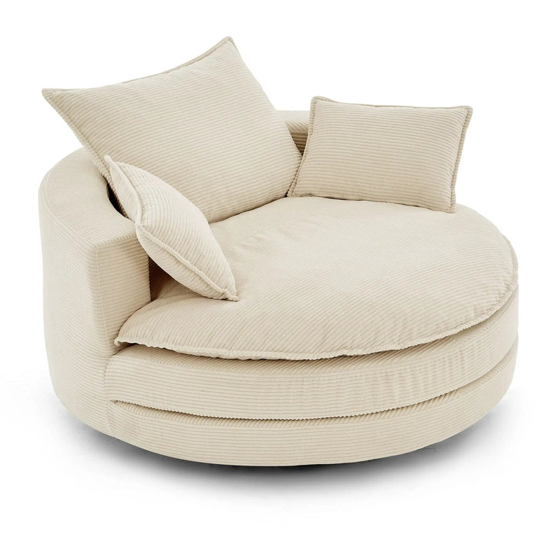 360° Swivel Accent Barrel Chair With Dual Layer Cushion And 3 Removable Pillows by HouseOfZazla