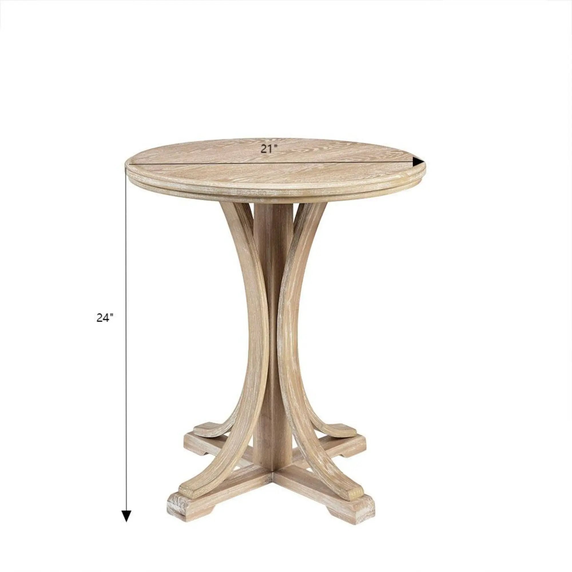 Accent Table Round Rustic Ash Veneer Reclaimed Wheat - Natural by Unique Piece Furniture
