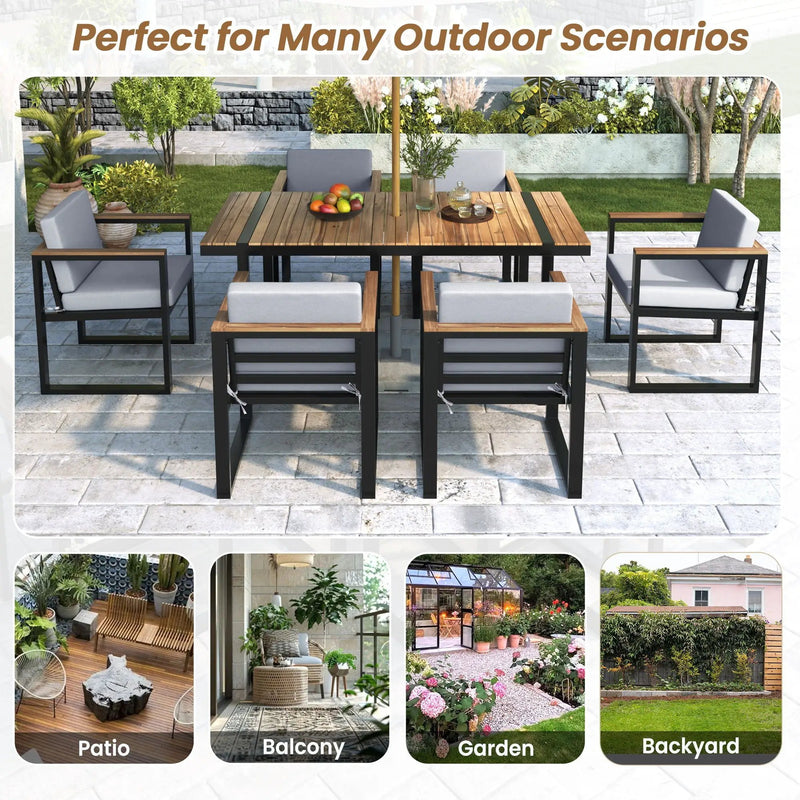 7 Pieces Outdoor Dining Set Patio Dining Table And Chair Set With And Removable Cushions For Patio by Unique Piece Furniture