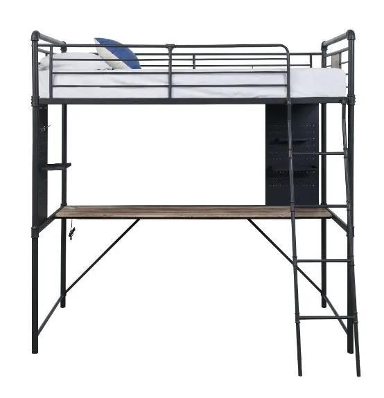 Cordelia - Twin Loft Bed With Desk - Antique Oak, Sandy Black & Dark Bronze Hand-Brushed by Unique Piece Furniture