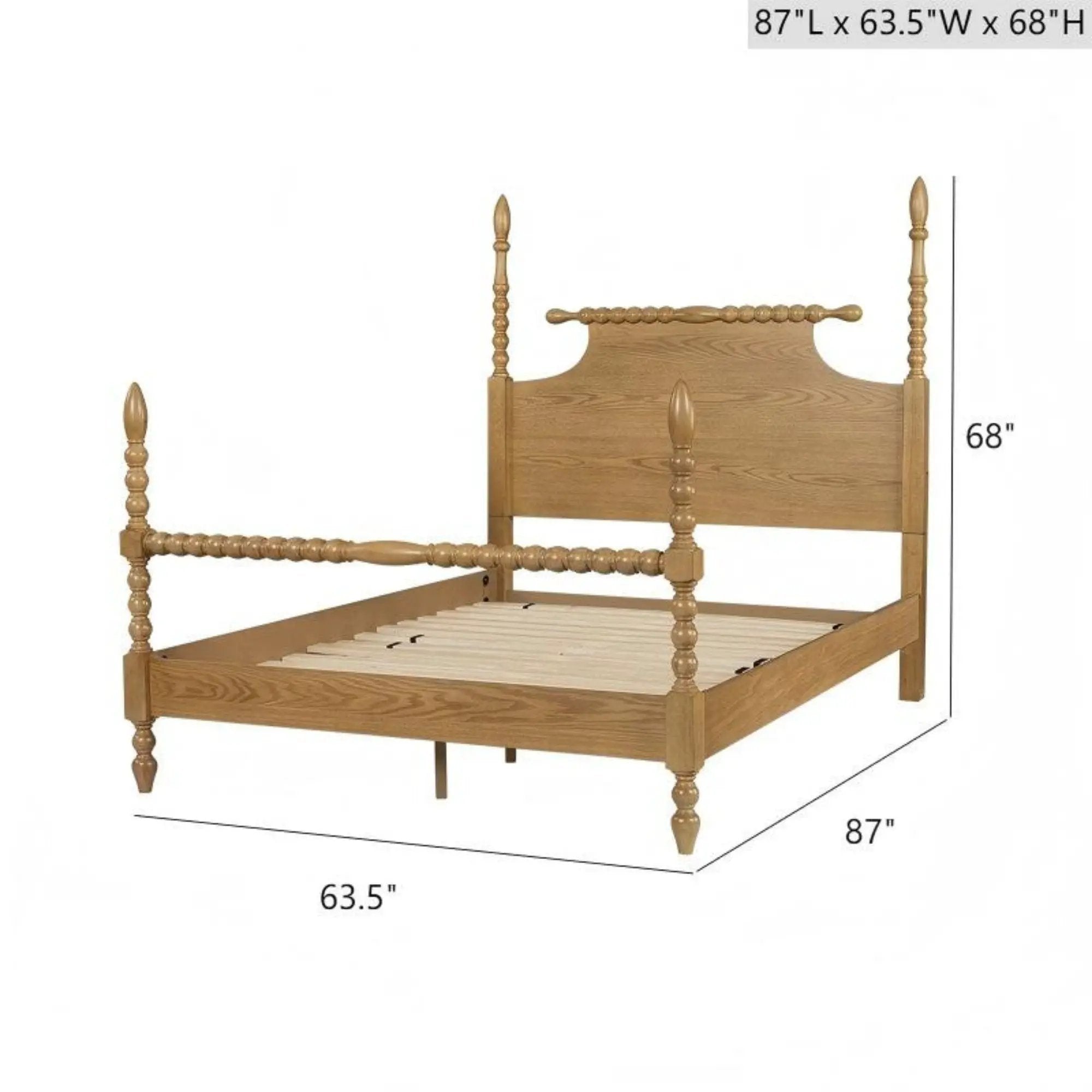 Queen Bed Turned Legs - Natural by HouseOfZazla