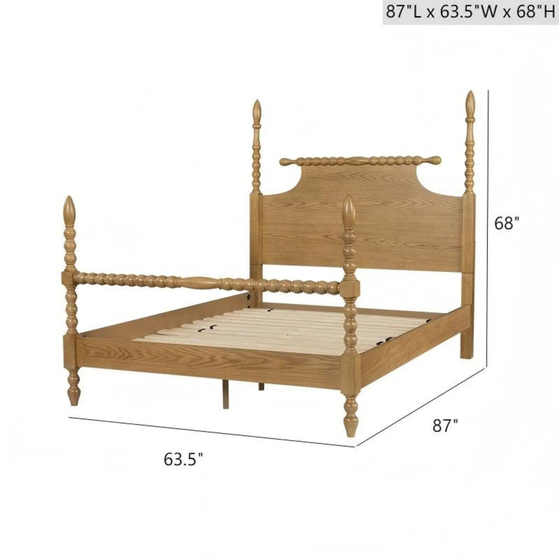 Queen Bed Turned Legs - Natural by HouseOfZazla