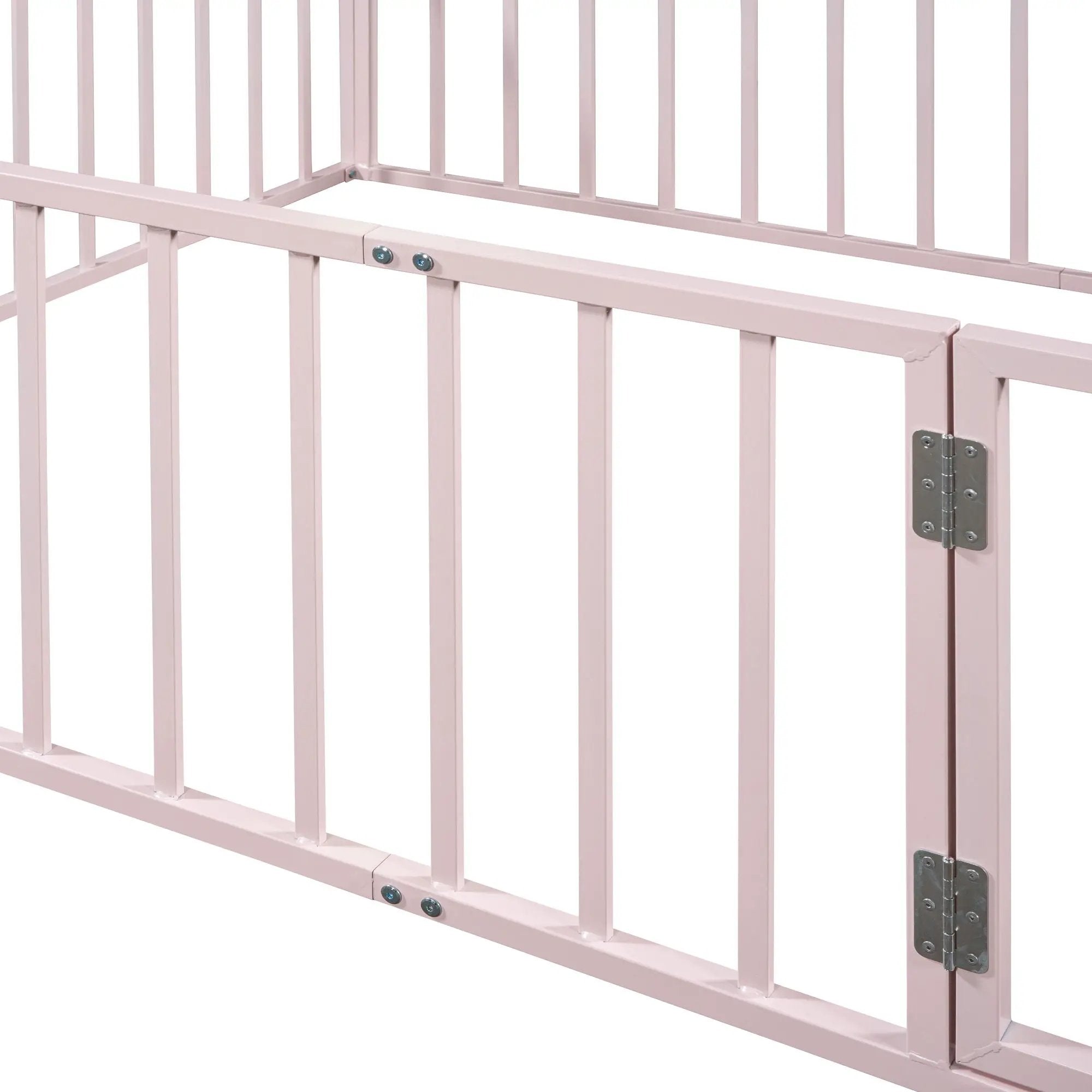 Metal Floor Bed Frame With Fence And Door by HouseOfZazla