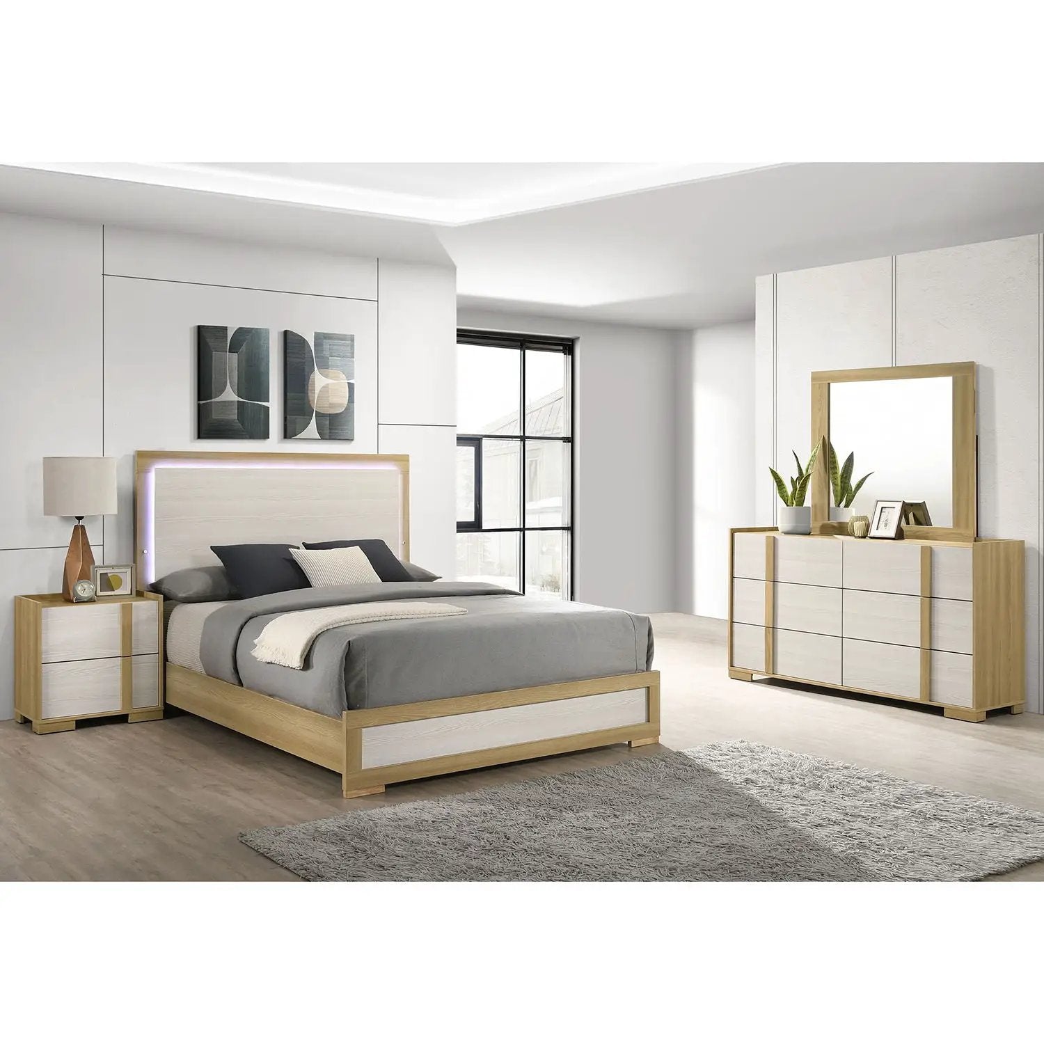 Lincoln - 4 Piece Queen Bedroom Set - Natural by HouseOfZazla