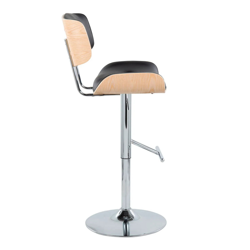 Lombardi - Contemporary Adjustable Barstool With Swivel With Straight T Footrest (Set of 2) by Unique Piece Furniture