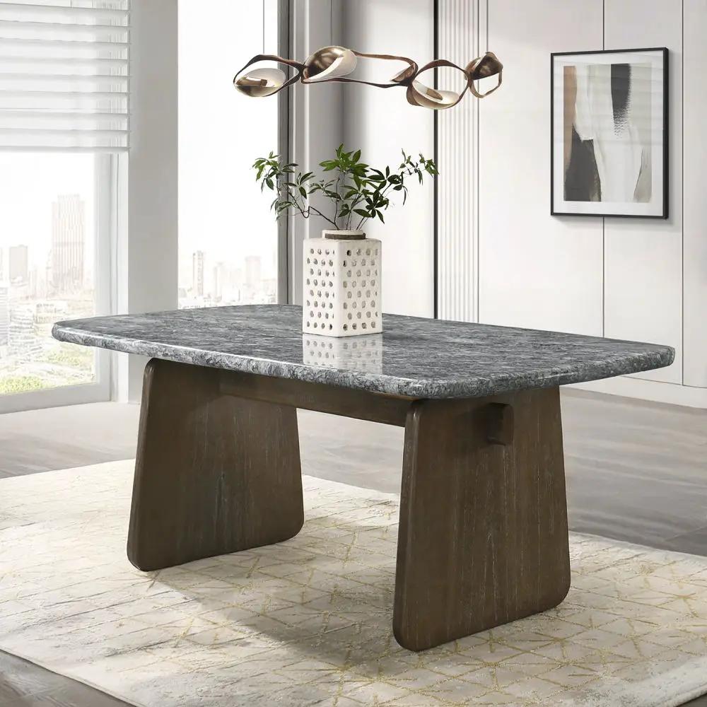 Dillon - Dining Table With Marble Top - Natural / Walnut by Unique Piece Furniture