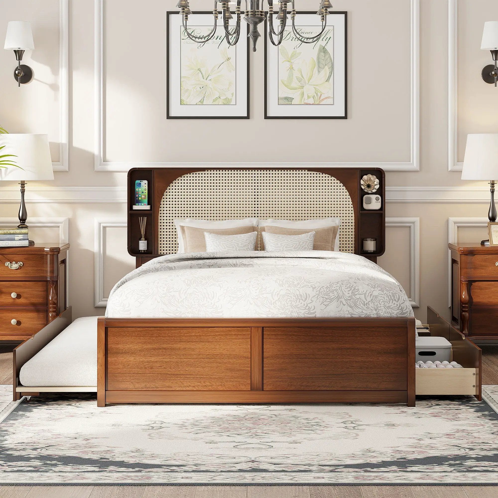 Headboard Bed With 2 Drawers And Trundle by HouseOfZazla