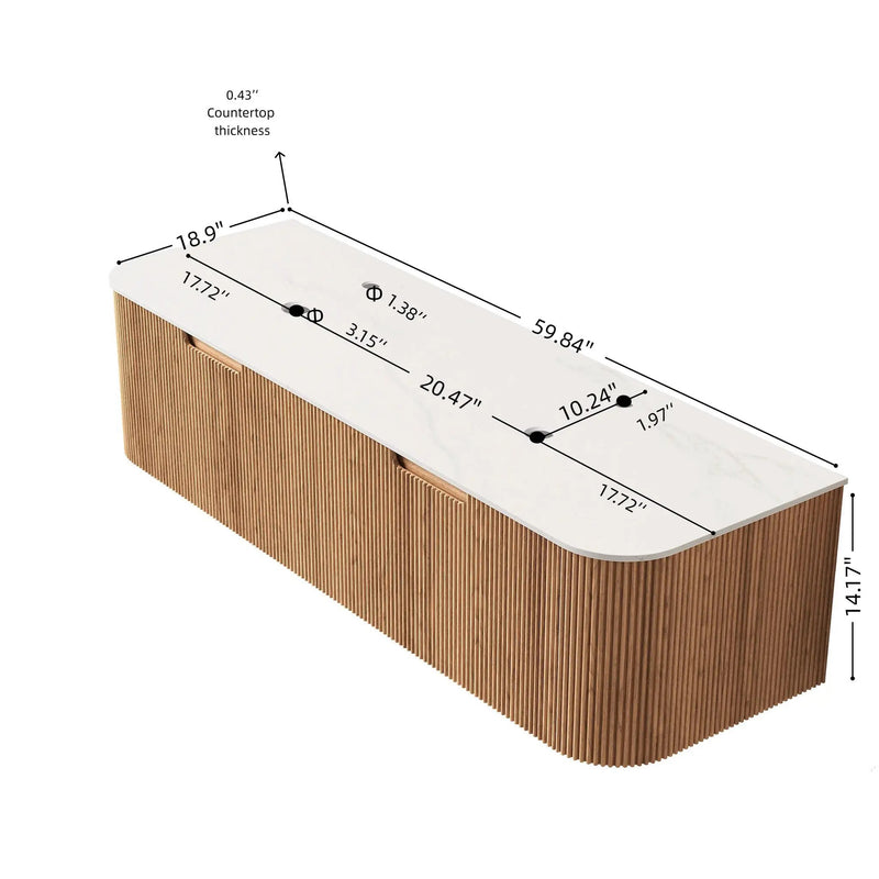 DINA 60'' Wall Mounted Cabinet with Carrara by HouseOfZazla