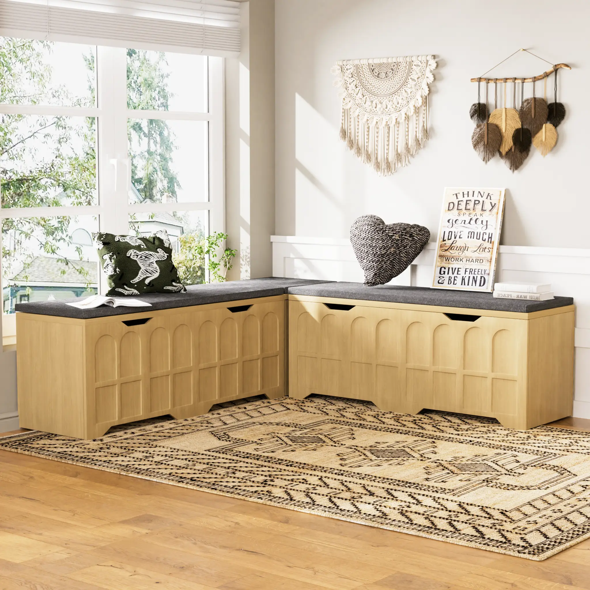 3-Piece L-Shaped Multifunctional Storage Bench by HouseOfZazla