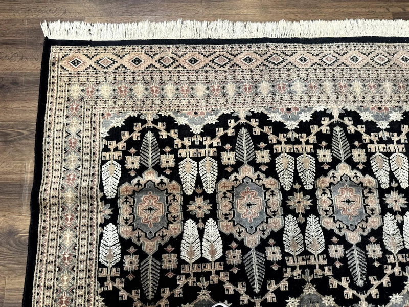Turkoman Bokhara Rug 6x9, Pakistani Carpet, Black, Hand Knotted by Jewel Rugs