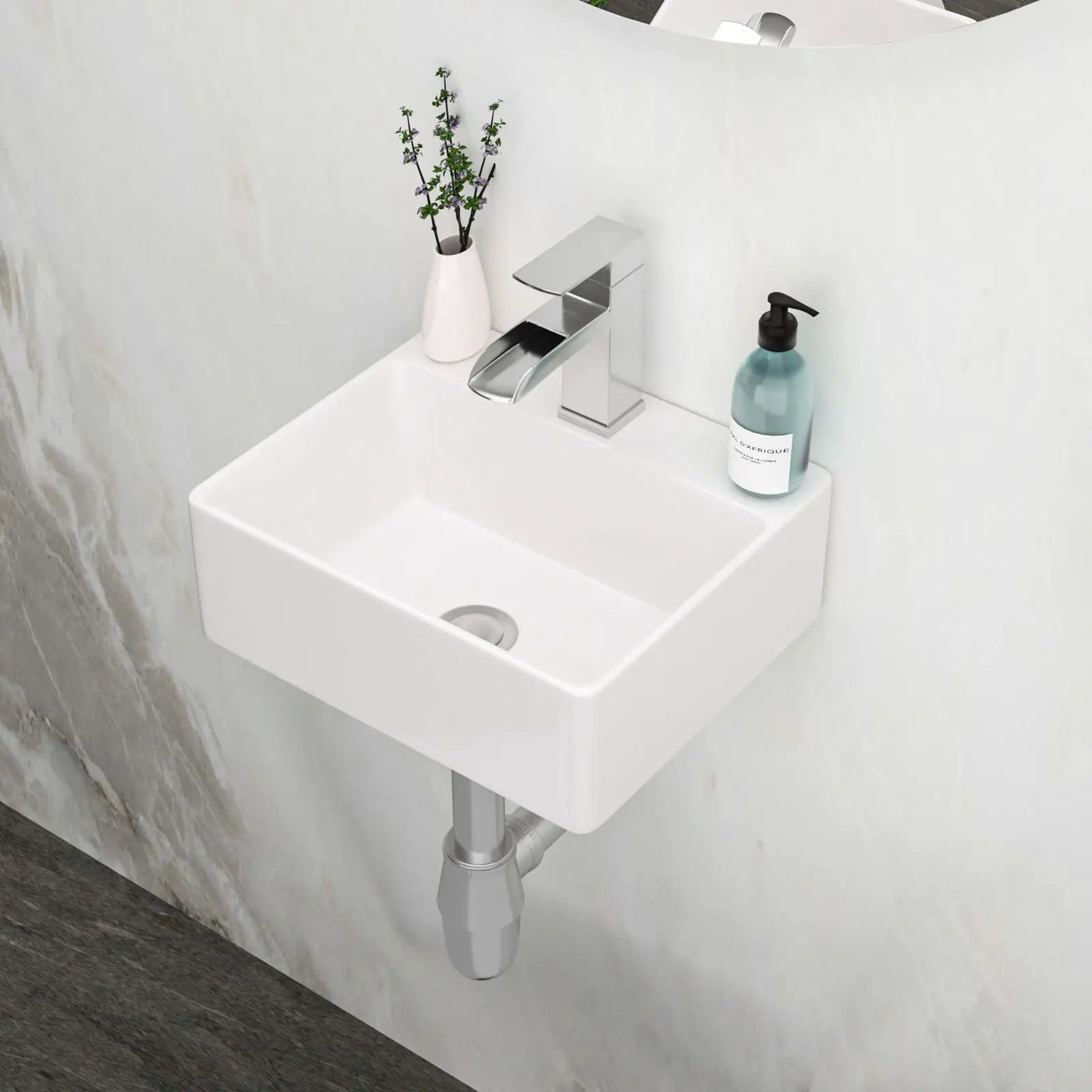 Ceramic Rectangle Wall Mount Bathroom Sink With Single Faucet Hole by HouseOfZazla