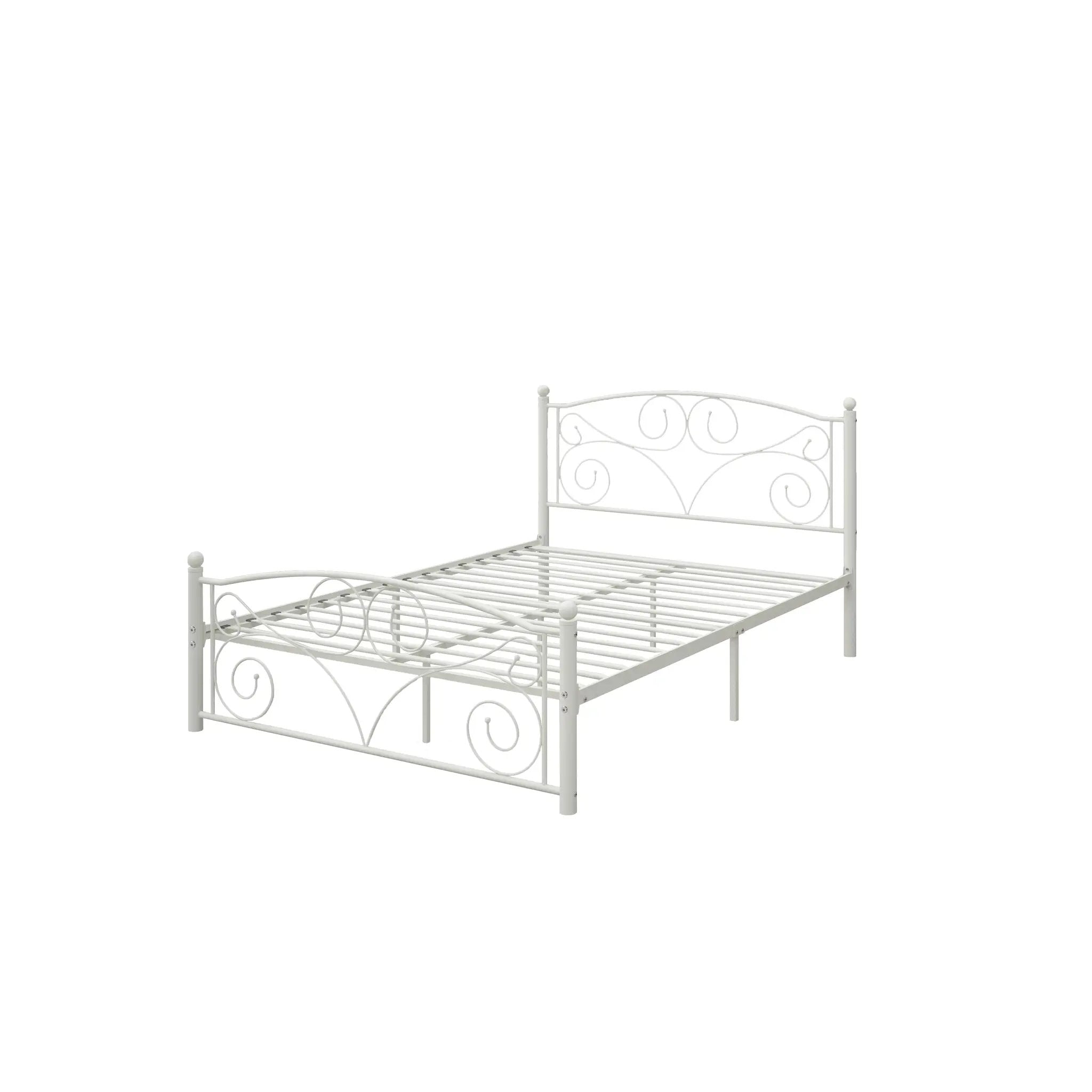 Queen Size Unique Flower Sturdy System Metal Bed Frame with Headboard and Footboard by HouseOfZazla