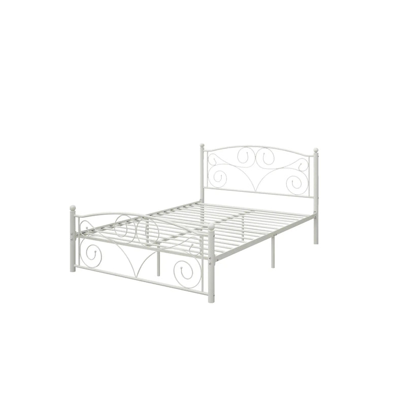 Queen Size Unique Flower Sturdy System Metal Bed Frame with Headboard and Footboard by HouseOfZazla