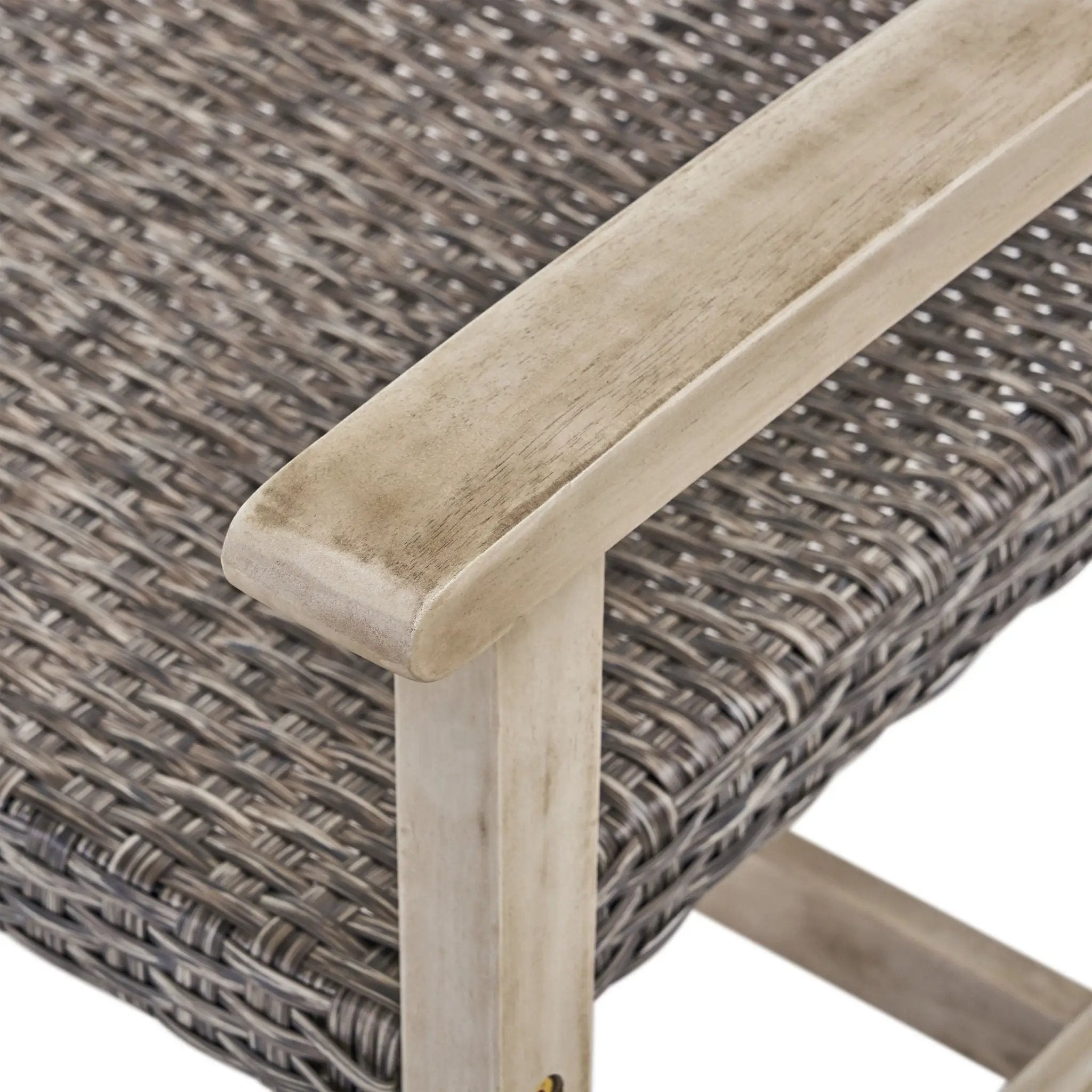 Hampton Outdoor Wood and Wicker Loveseat - Gray by HouseOfZazla