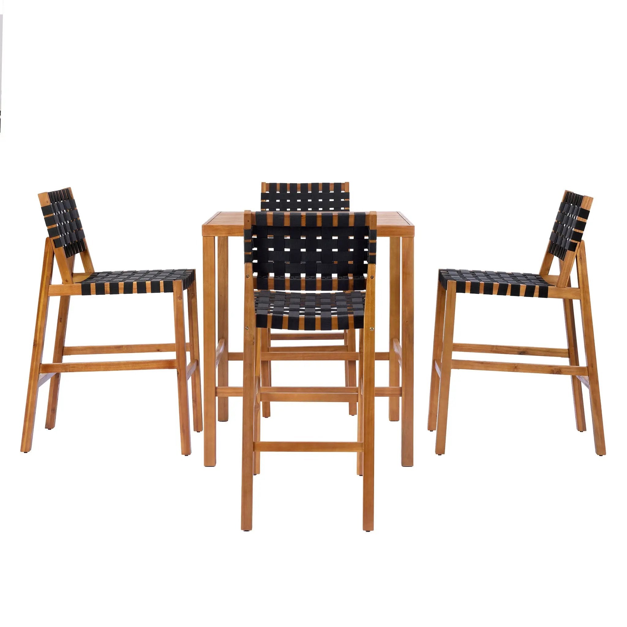 30.5 Inch Seat Height Outdoor Acacia Solid Wood Patio Furniture Set by HouseOfZazla