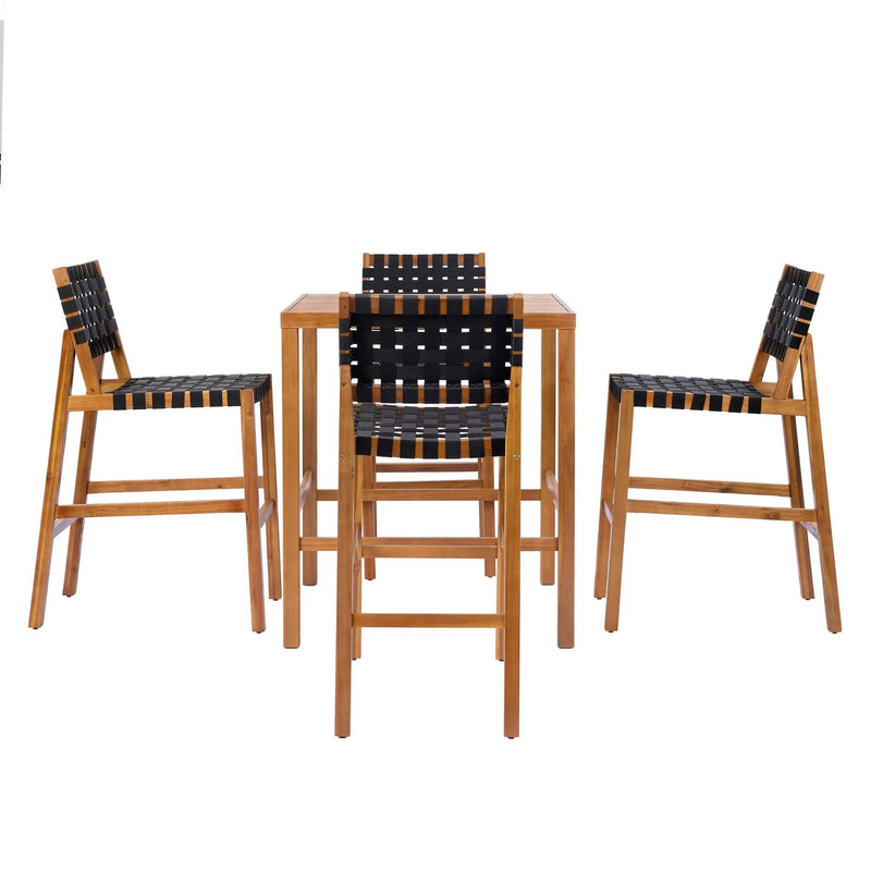 30.5 Inch Seat Height Outdoor Acacia Solid Wood Patio Furniture Set by HouseOfZazla