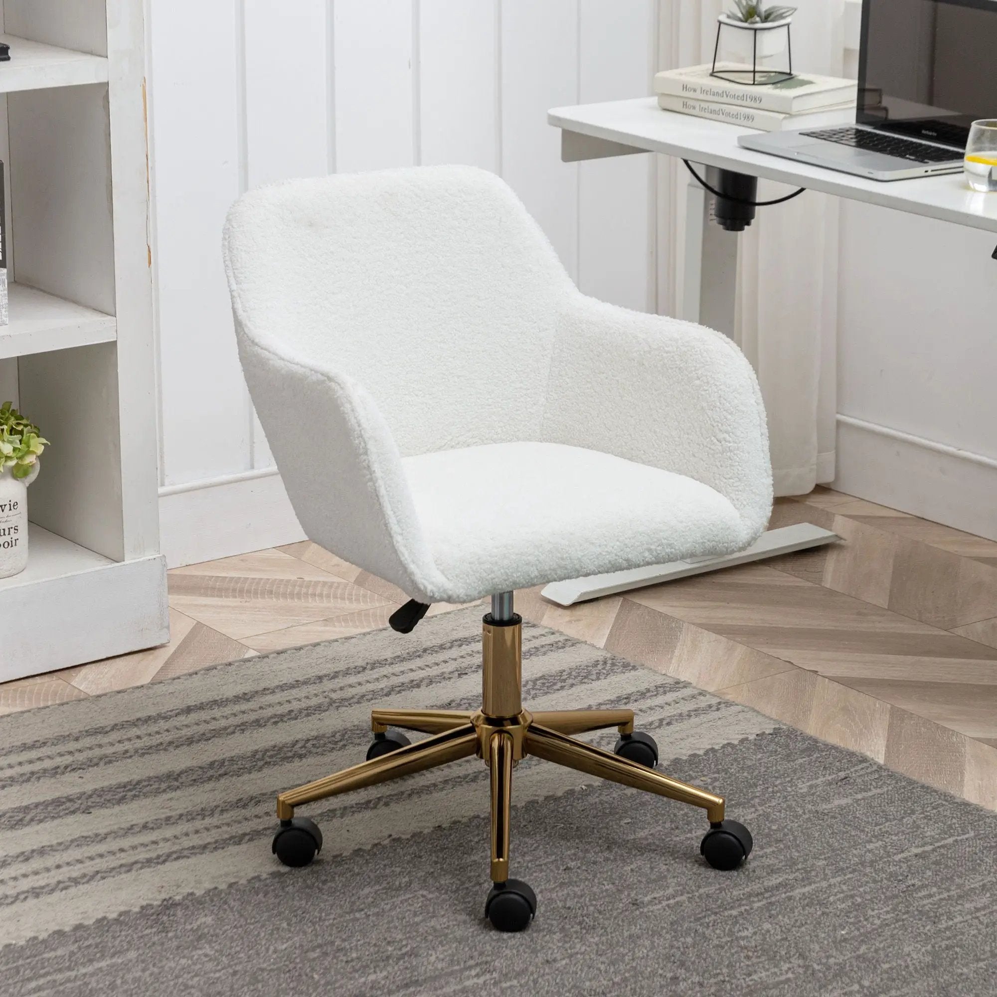 Modern Adjustable Height 360 Revolving Home Office Chair With Metal Legs And Universal Wheel For Indoor by Unique Piece Furniture