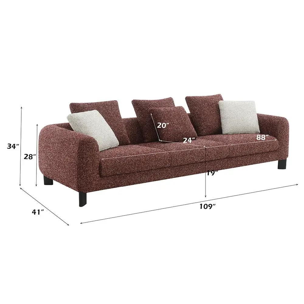 Mardi - Sofa With 6 Pillows - Maroon Tweed by Unique Piece Furniture