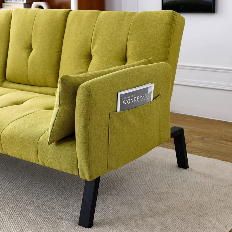 Sofa Bed With Foldable Design And Cup Holder - Green by HouseOfZazla