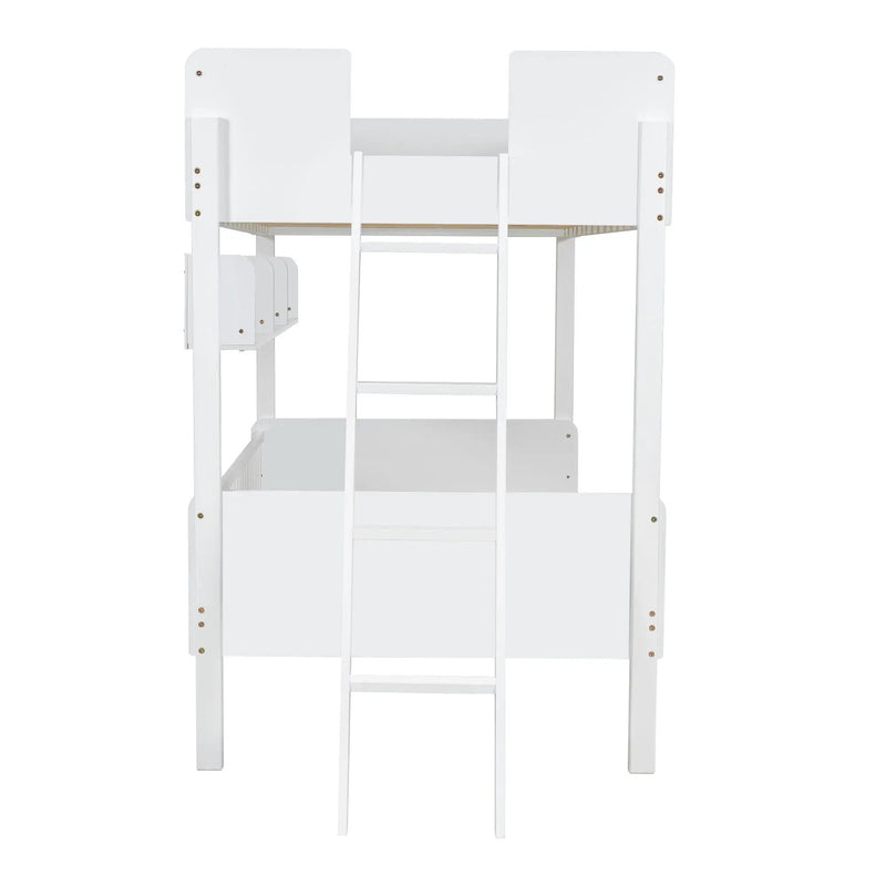 Bunk Bed With 3 Storage Shelves, Adjustable Ladder Left Or Right