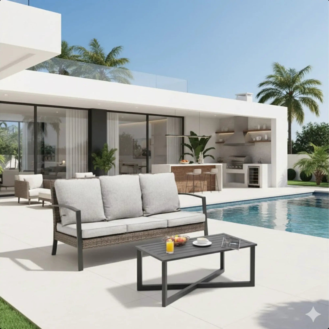 2 Piece Patio Set With Cushions & Coffee Table by HouseOfZazla
