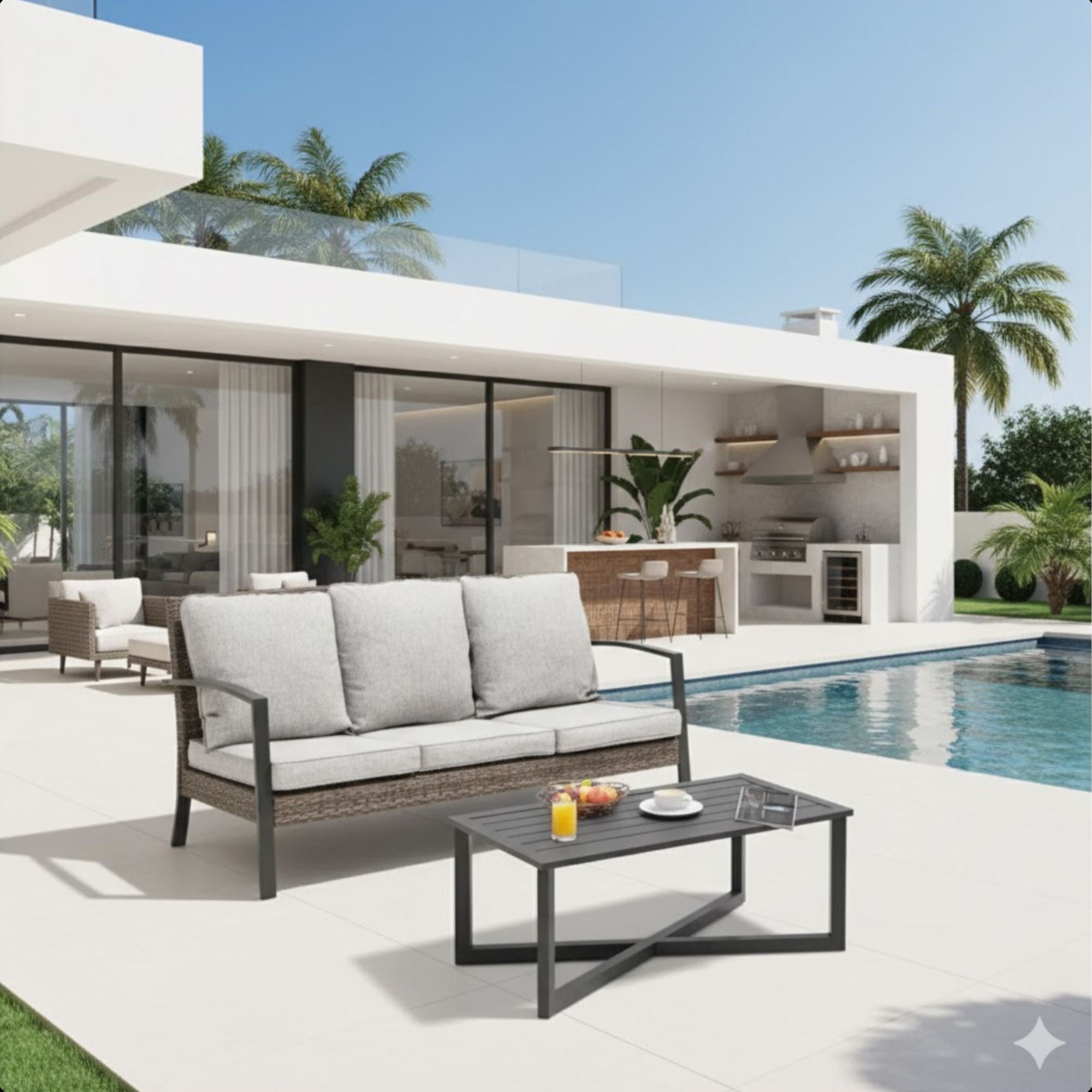 2 Piece Patio Set With Cushions & Coffee Table by HouseOfZazla