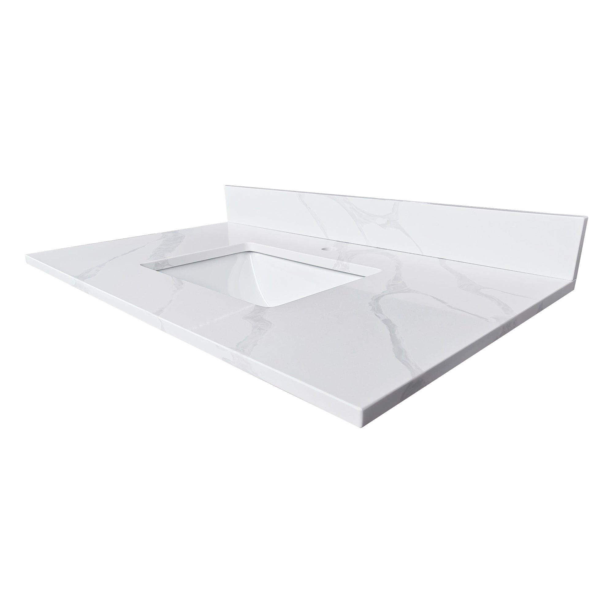 37-inch Quartz Bathroom Vanity Top with Undermount Single Bowl by HouseOfZazla