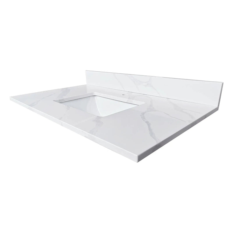 37-inch Quartz Bathroom Vanity Top with Undermount Single Bowl by HouseOfZazla