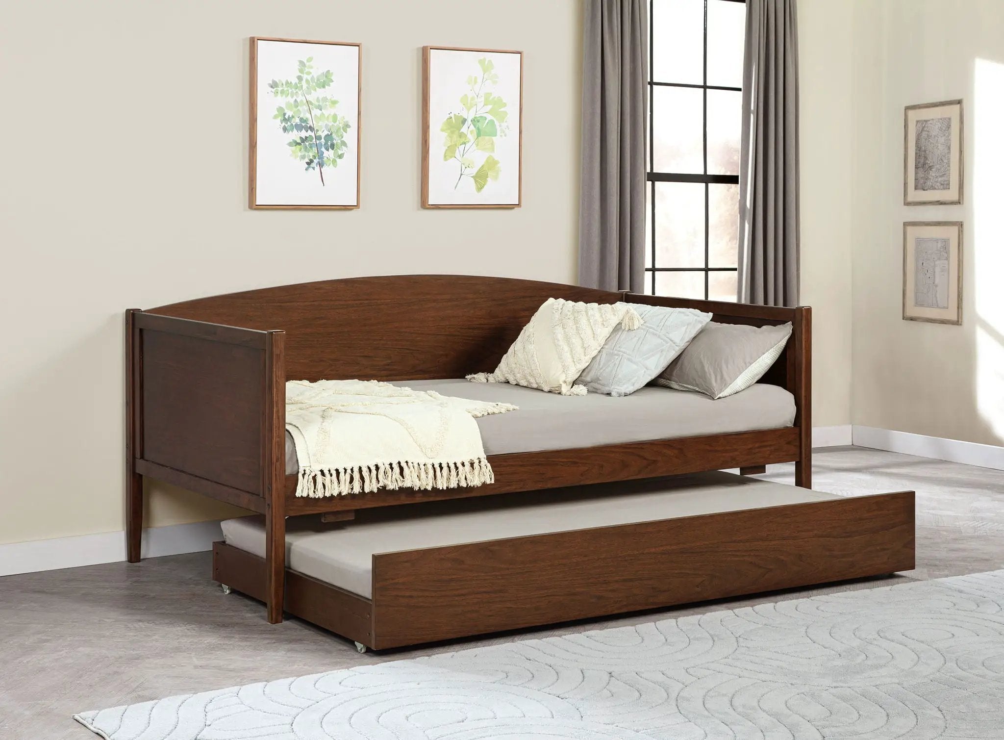 Bozeman Wood Twin Daybed With Trundle Medium Walnut by Unique Piece Furniture