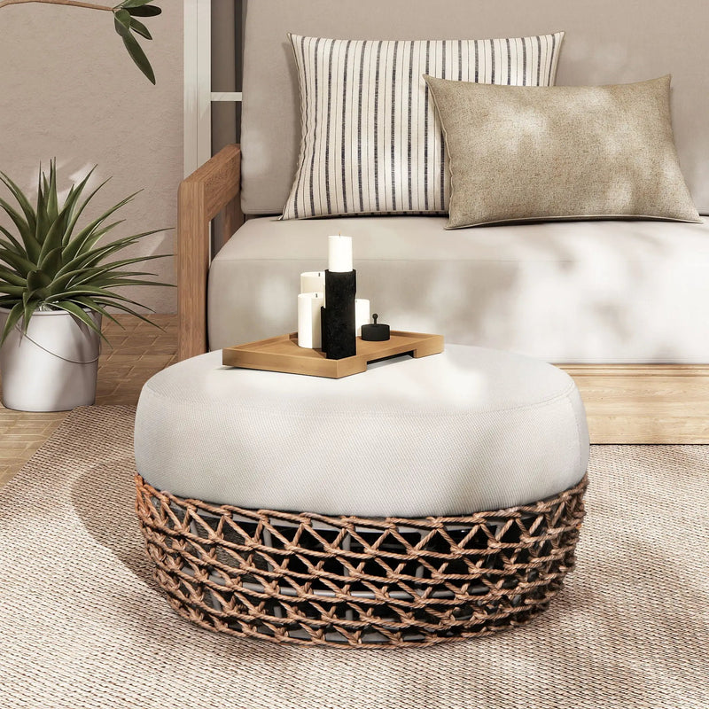 Willow - Round Upholstered Patio Ottoman by HouseOfZazla