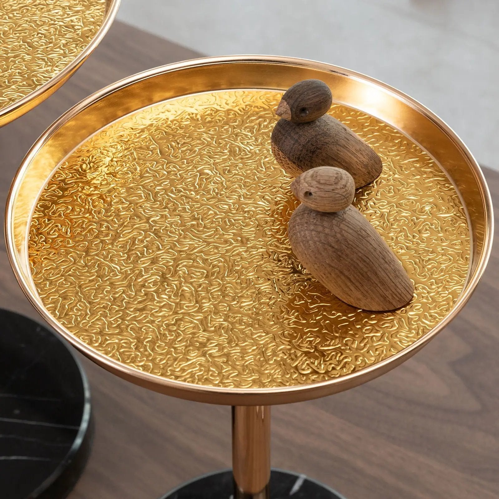 Adjustable Pedestal Side Table For Living Room - Gold / Black by HouseOfZazla