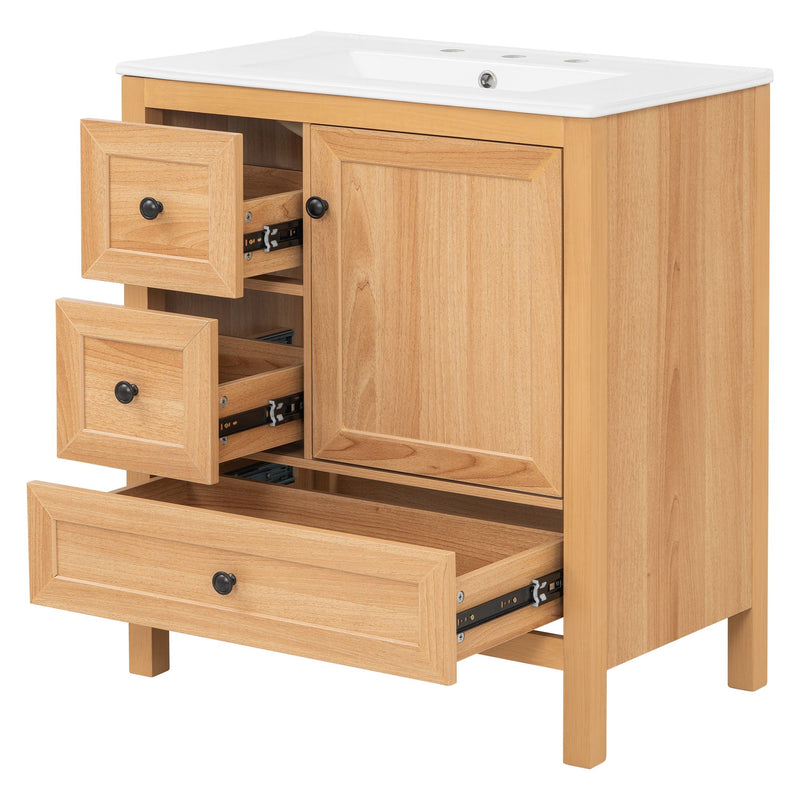 Modern Bathroom Vanity With Sink, Soft Close Drawers & Door, Storage Rack by HouseOfZazla