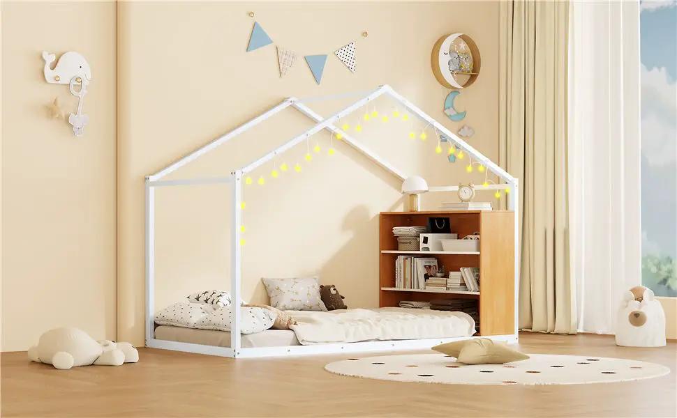 Bed House Frame With Shelves And Lights by HouseOfZazla