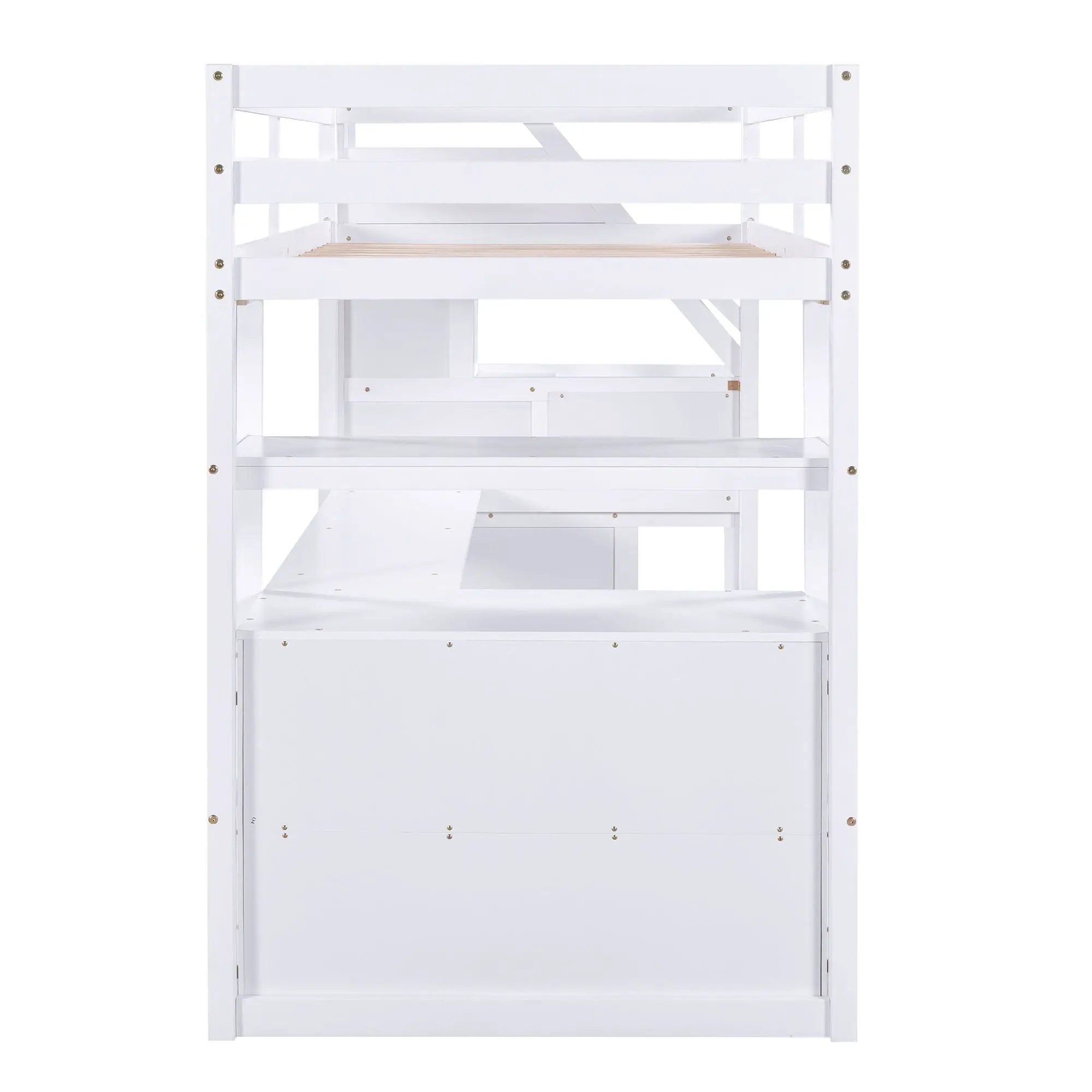 Loft Bed With Desk, Shelves, 2 Drawers, Storage Staircase by HouseOfZazla
