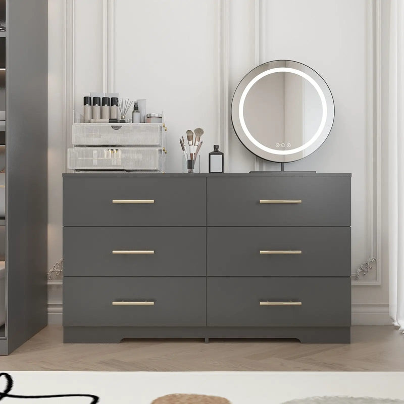 Large 6 Drawers Chest Of Drawer Dressers Table With Handle by HouseOfZazla