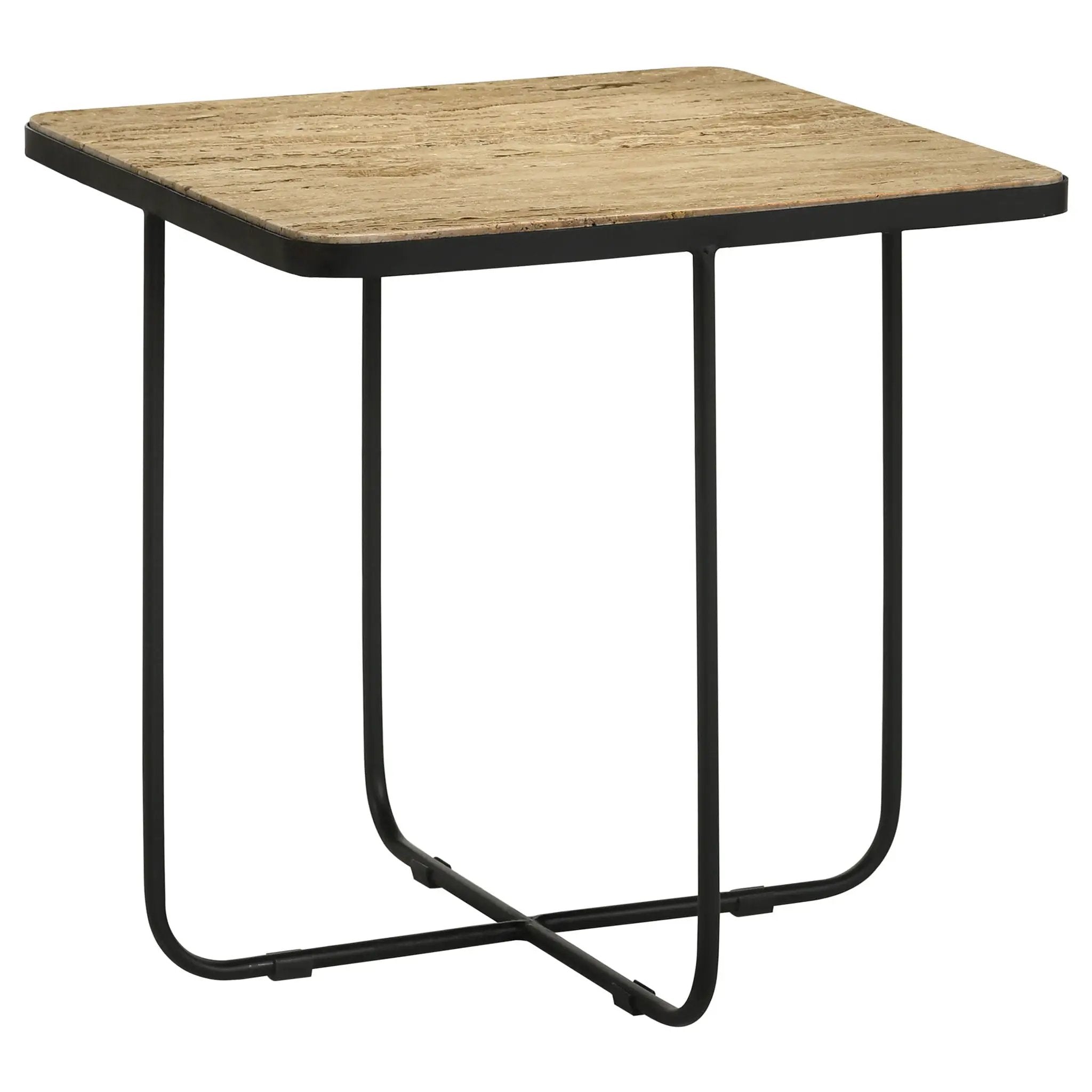 Elyna Square Stone Top Accent Side Table Beige by Unique Piece Furniture