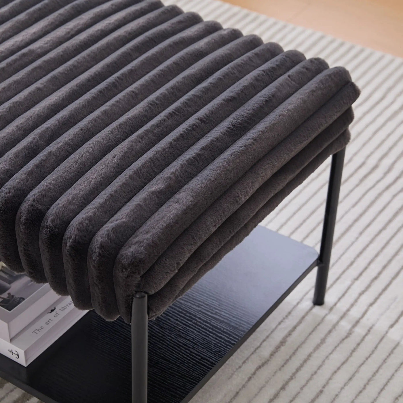 Upholstered Ottoman Coffee Table Foot Rest With Open Storage by HouseOfZazla