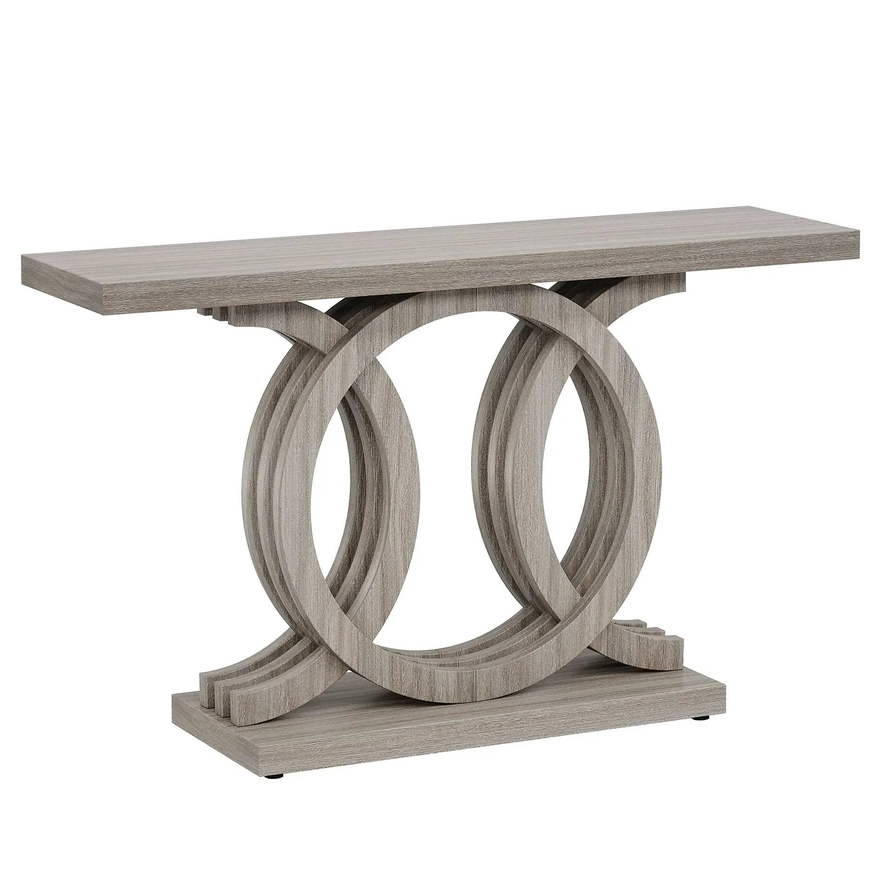 Console Table With Geometric Base For Living Hallway - Gray by HouseOfZazla