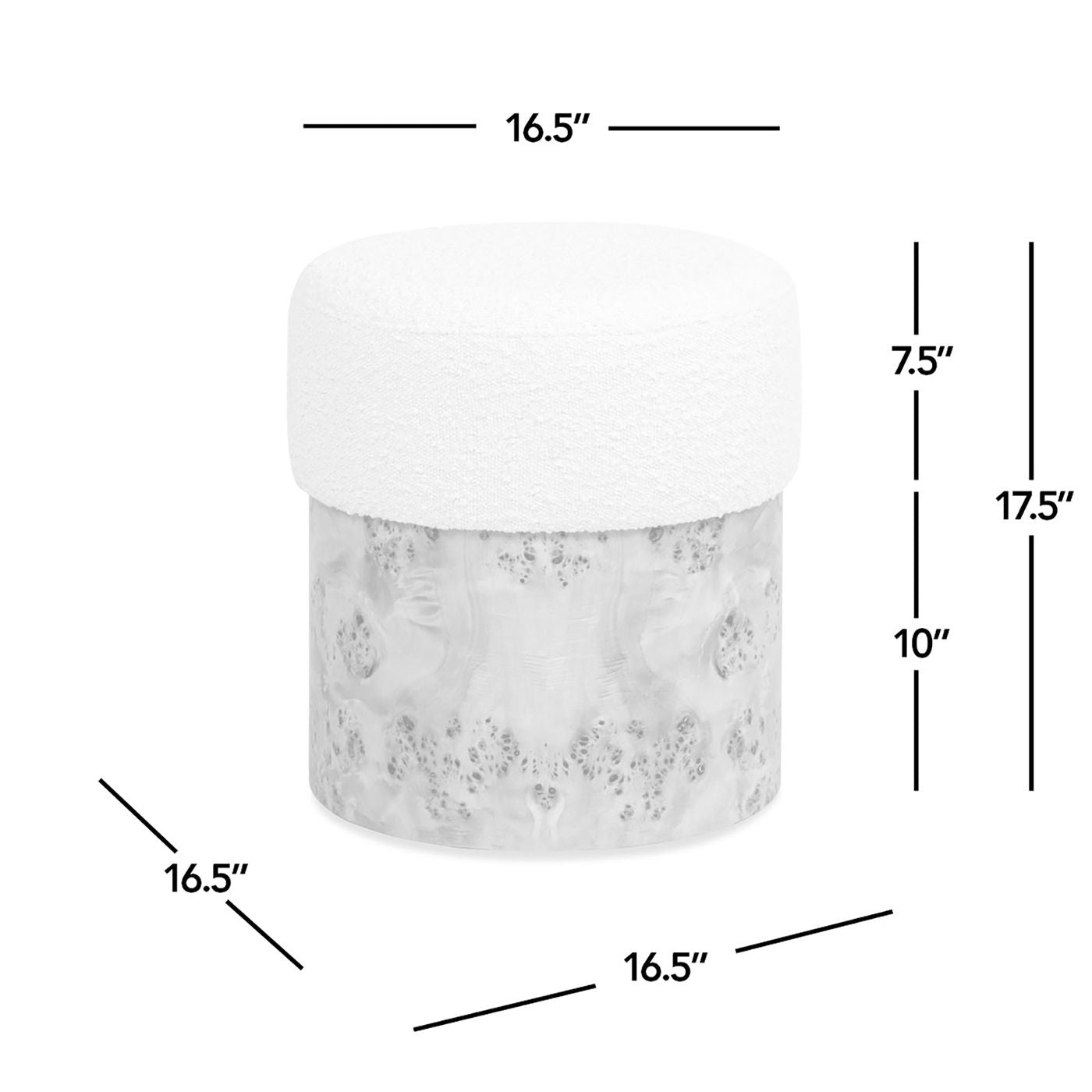 Nebula - Round Upholstered Ottoman - White by HouseOfZazla