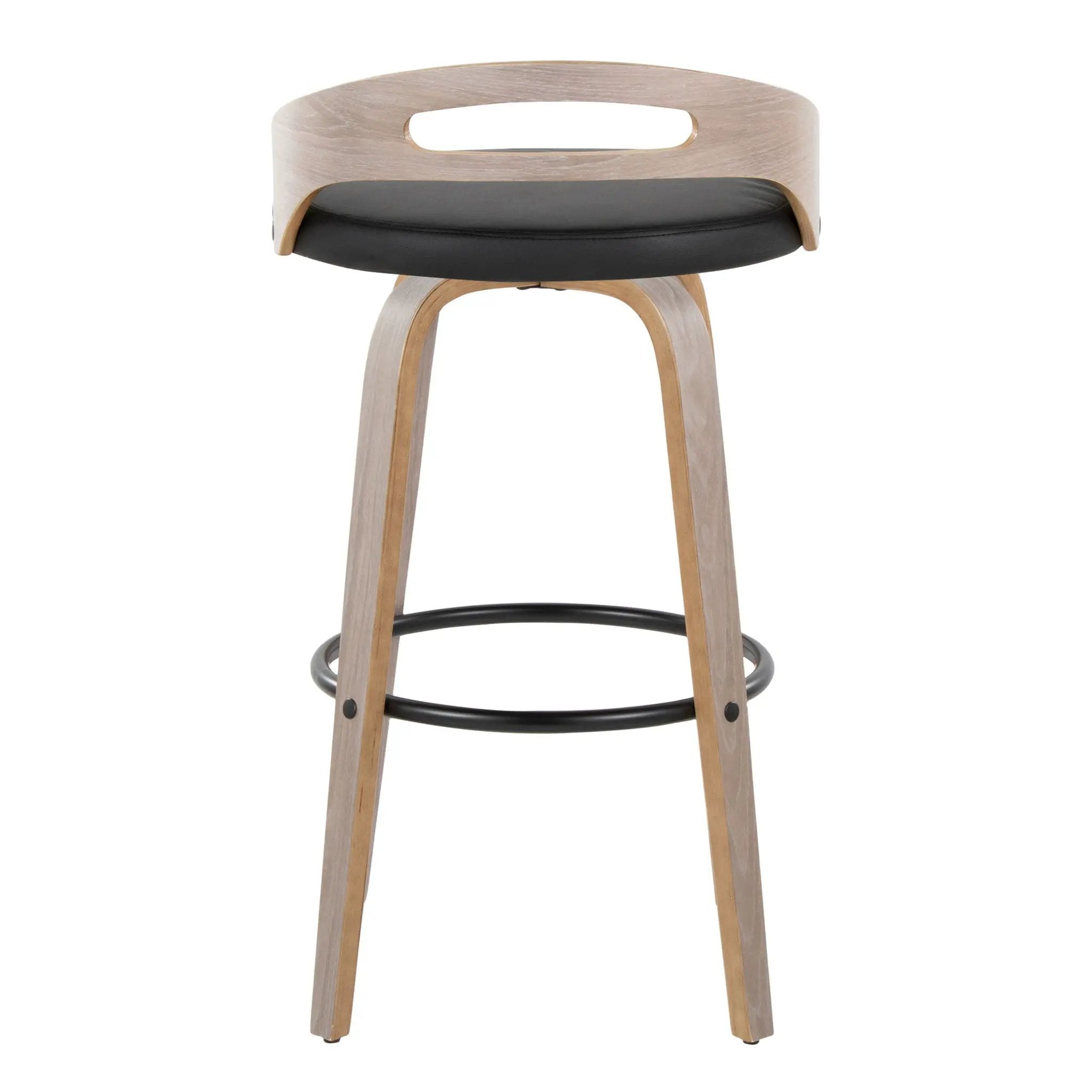 Cassis - Mid Century Modern Fixed Height Barstool With Swivel With Round Footrest (Set of 2) by Unique Piece Furniture