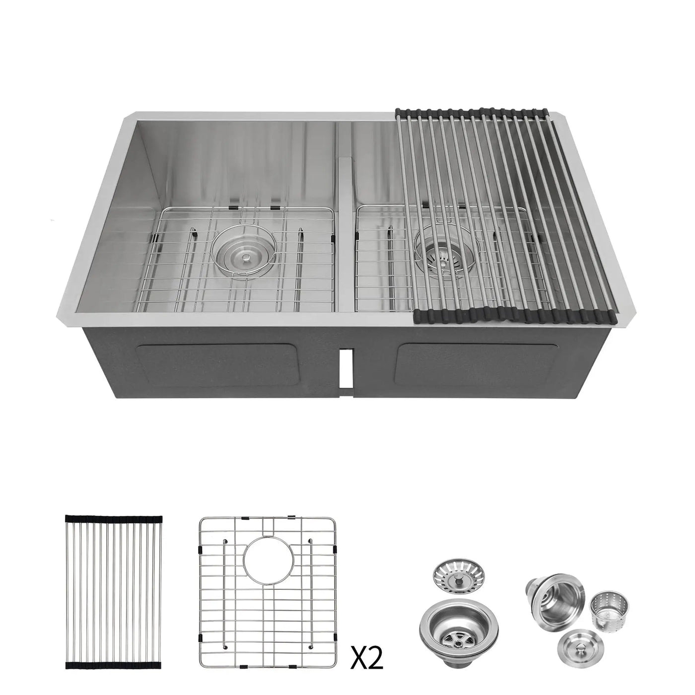 Modern Double Bowl Undermount Sink Design With 10" Deep Basins by HouseOfZazla