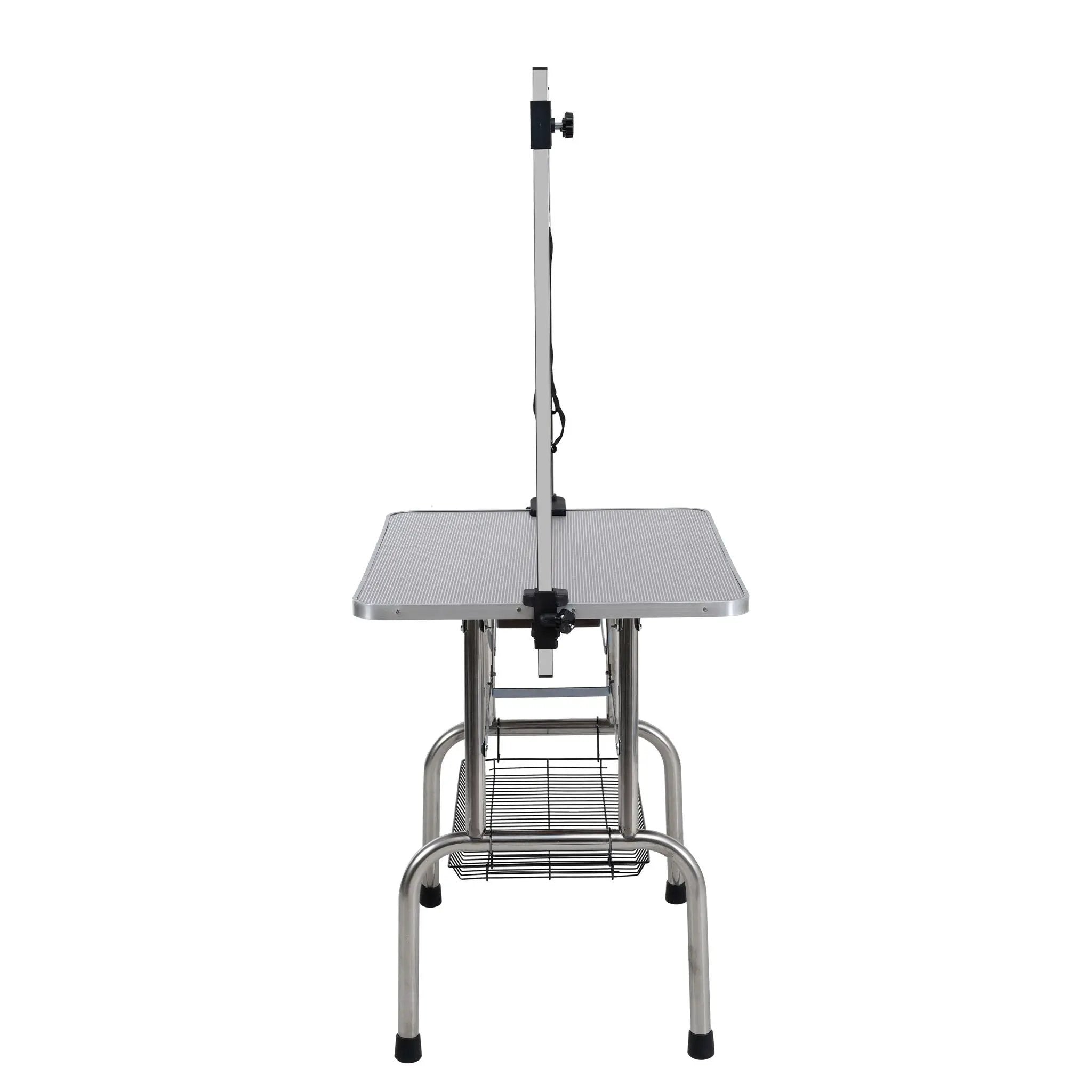 Folding Dog Pet Grooming Table Stainless Steel Frame Rubber Mat On Board With Adjustable Arm And Clamps Pet Dog Cat Grooming Table by HouseOfZazla