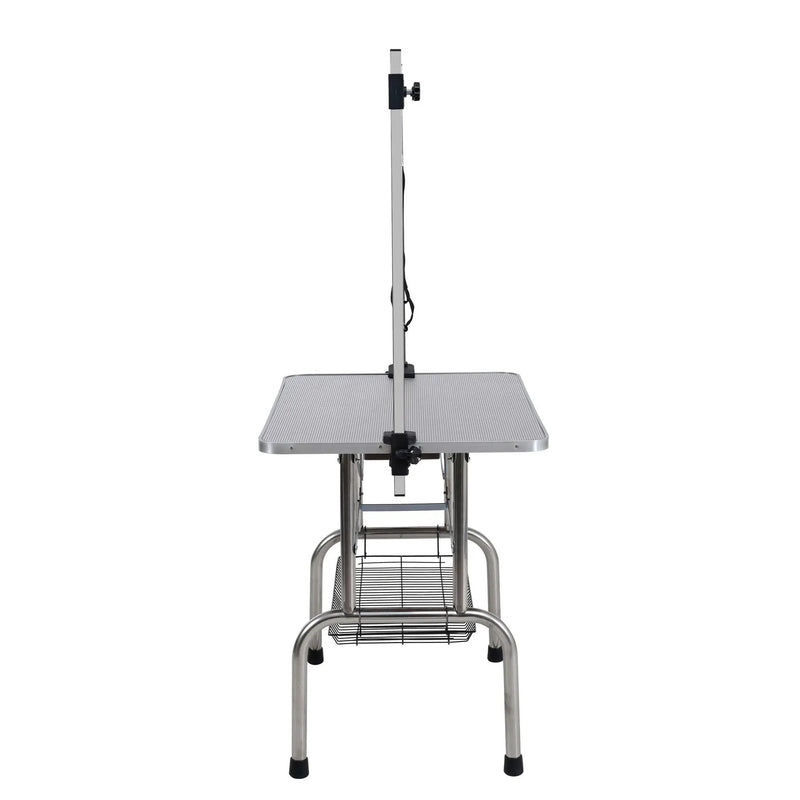 Folding Dog Pet Grooming Table Stainless Steel Frame Rubber Mat On Board With Adjustable Arm And Clamps Pet Dog Cat Grooming Table by HouseOfZazla